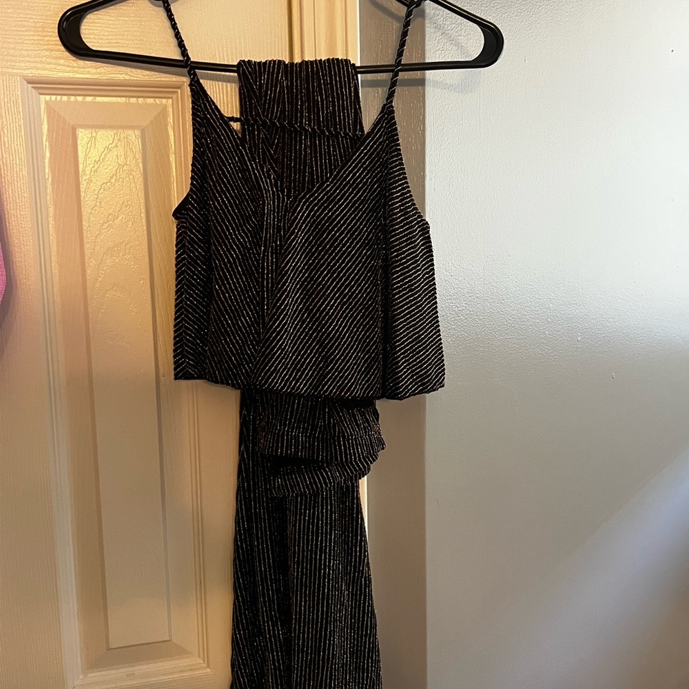 Fashion Nova Black Dress with Gold Stripes